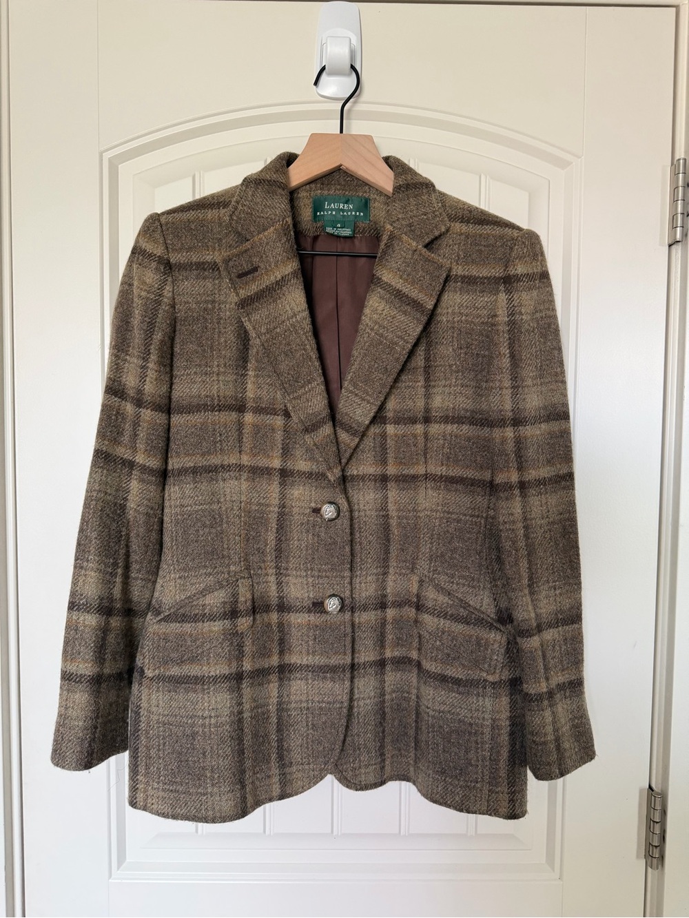 Lauren Ralph Lauren Wool Plaid Equestrian Old Money Blazer sz 4